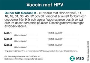 Bild för Häfte – vaccinationskort (Gardasil 9)